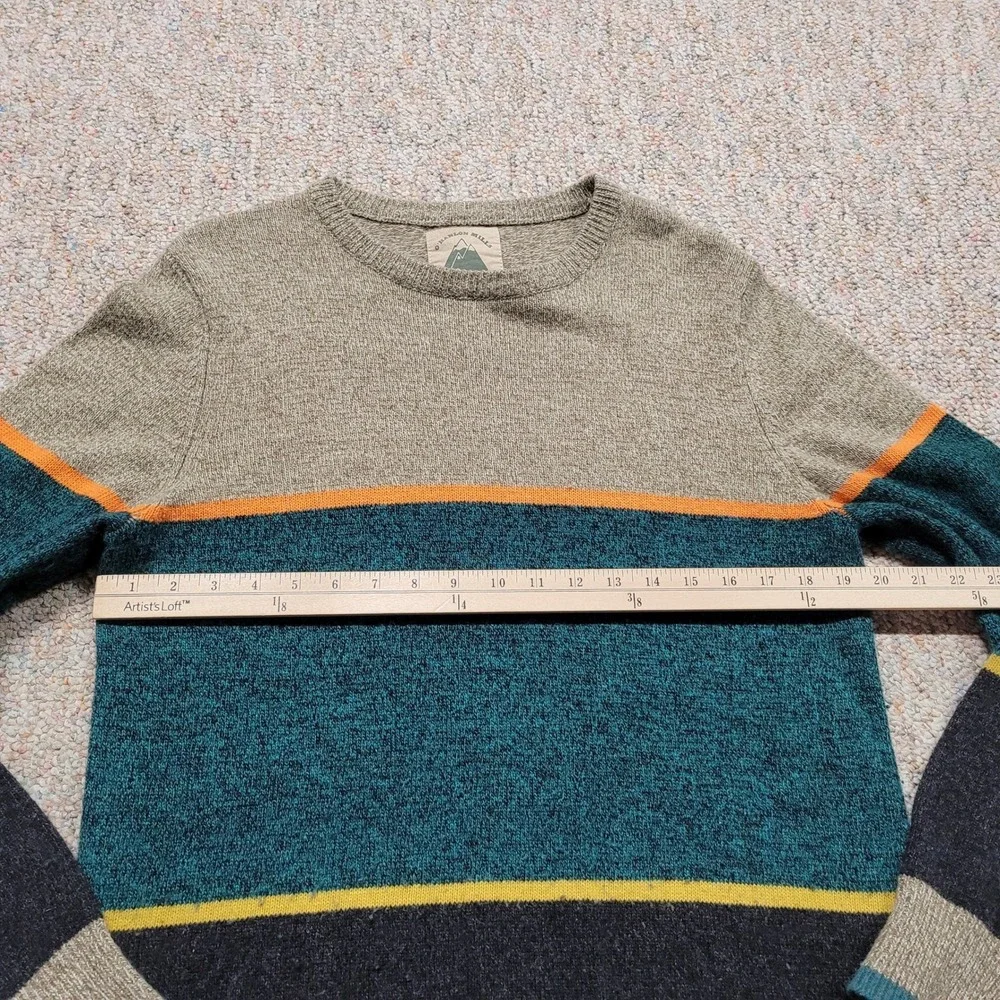 O'Hanlon Mills Sweater Men Large Multi Striped Crewneck Lambs Wool Blend Outdoor